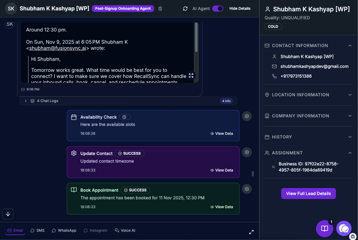 RecallSync AI appointment setter with automated calendar booking, lead qualification, and no-show recovery for sales teams