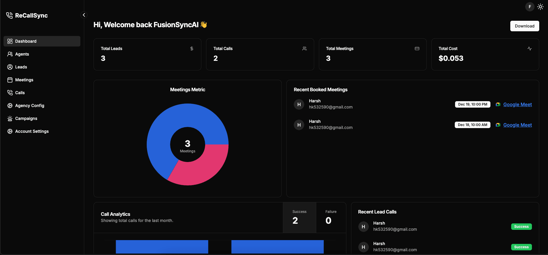 MeisterFlow multi-tenant booking platform dashboard